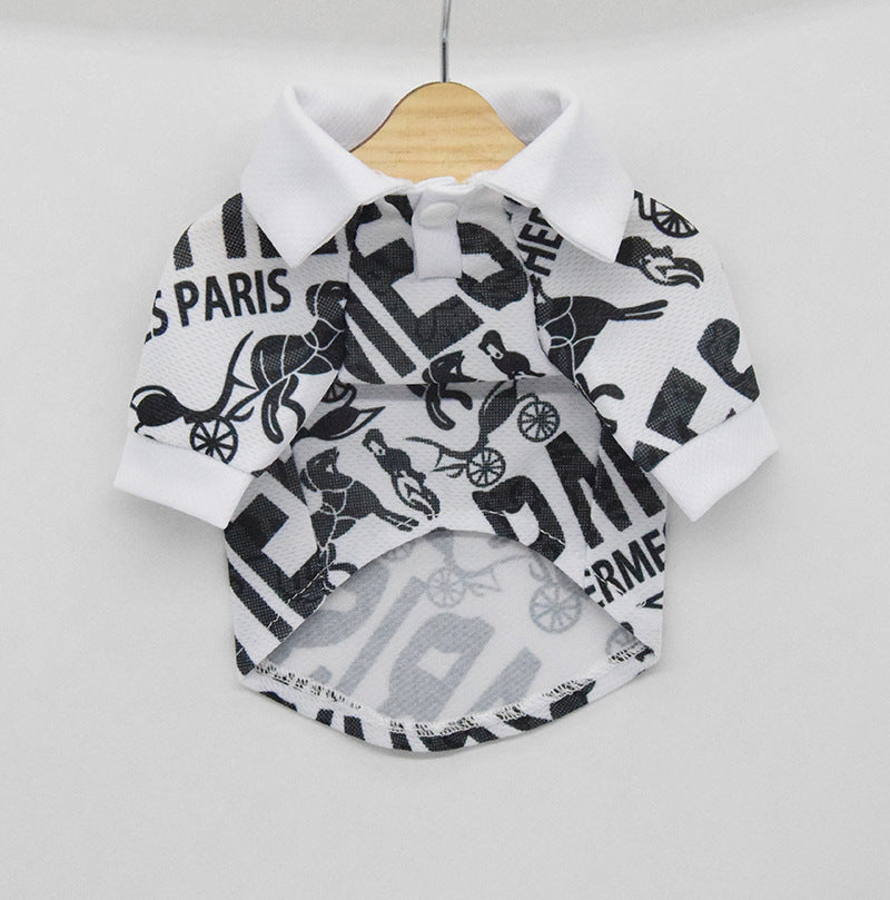 Trendy Brand Printed Mesh Dog Polo Shirt for Summer